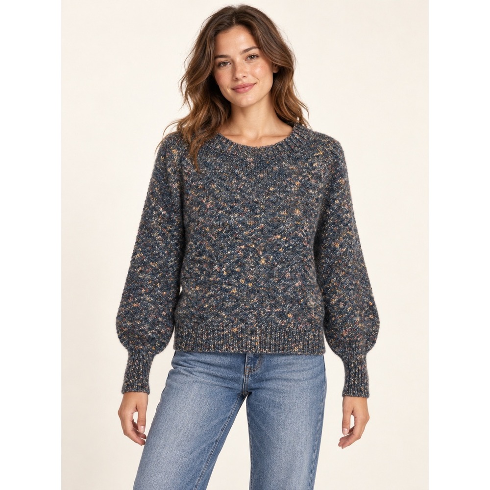 Madewell Speckled Wool Blend Sweater Small Gray Donegal Knit